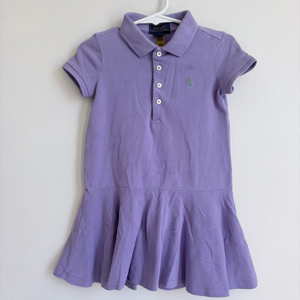 Polo by Ralph Lauren Girls Lavender Polo Dress with Mint Logo
